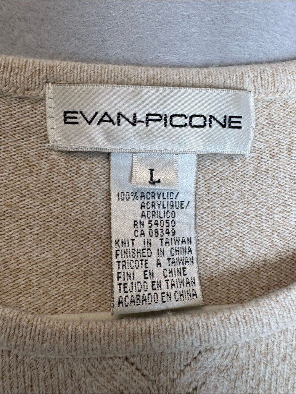 True Vintage Acrylic Chic Evan-Picone Quality Sleeveless Knit Tank Top in Beige - Picture 2 of 5
